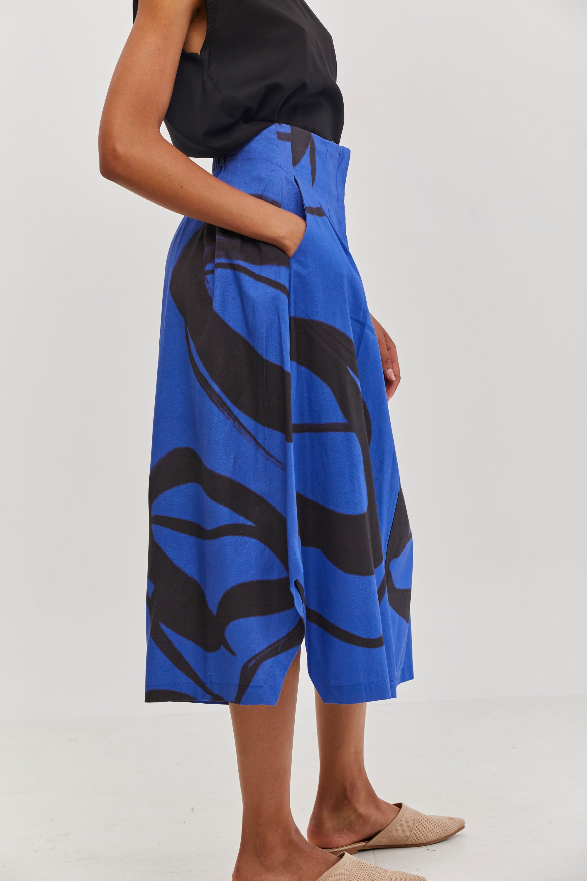 חצאית מיטל כחול הדפס מקורי של ענת