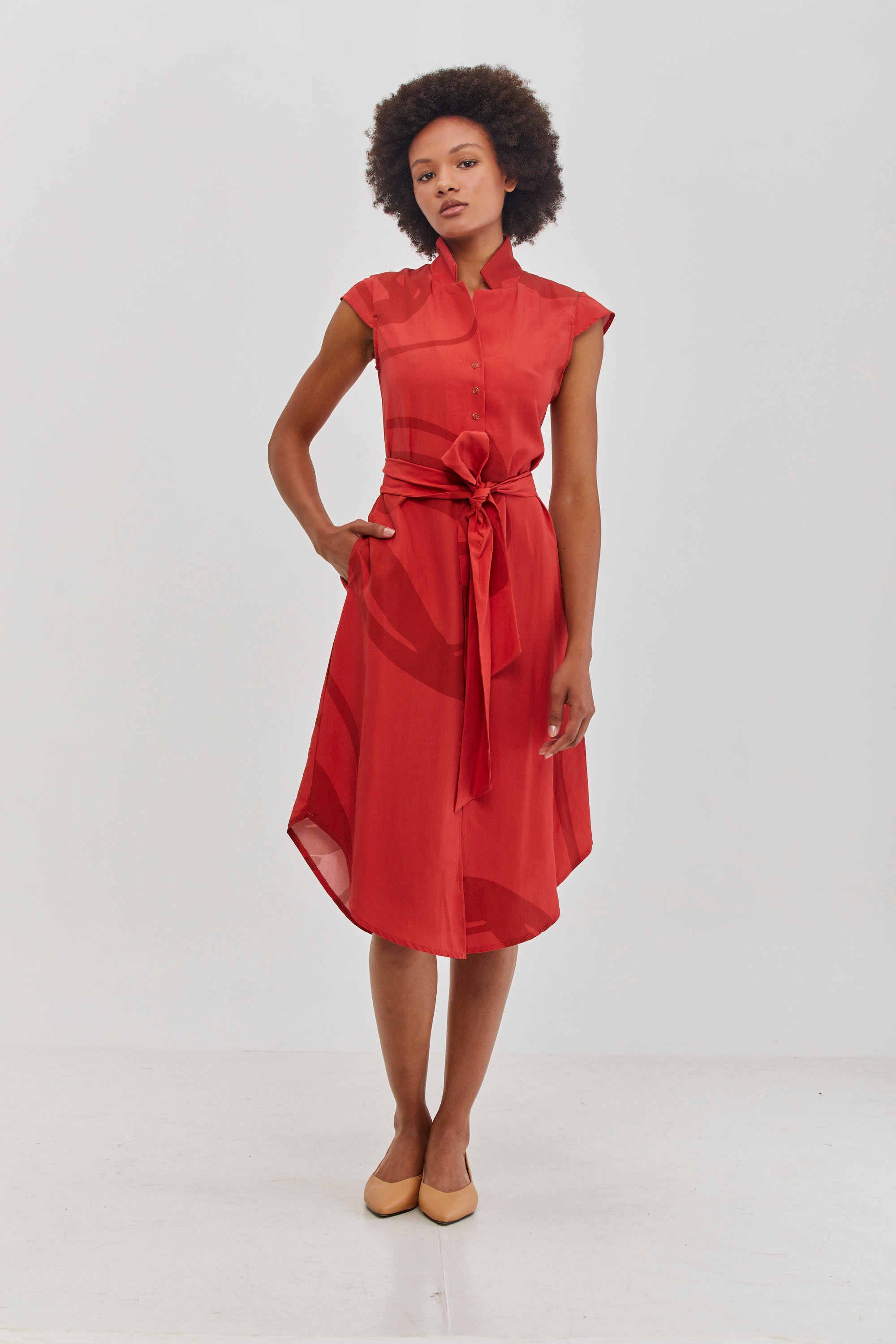 שמלת מירה הדפס אדום מקורי של ענת