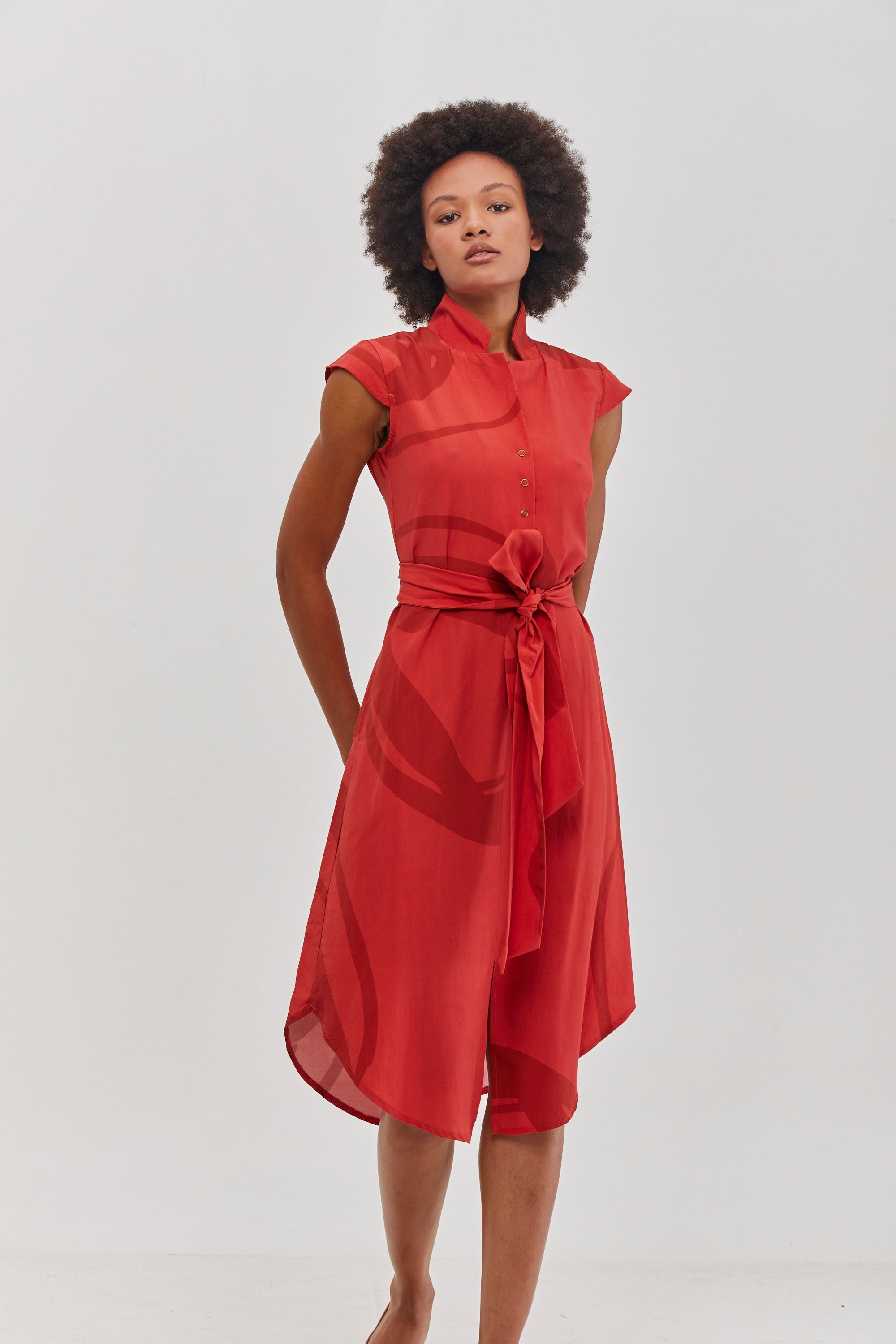 שמלת מירה הדפס אדום מקורי של ענת