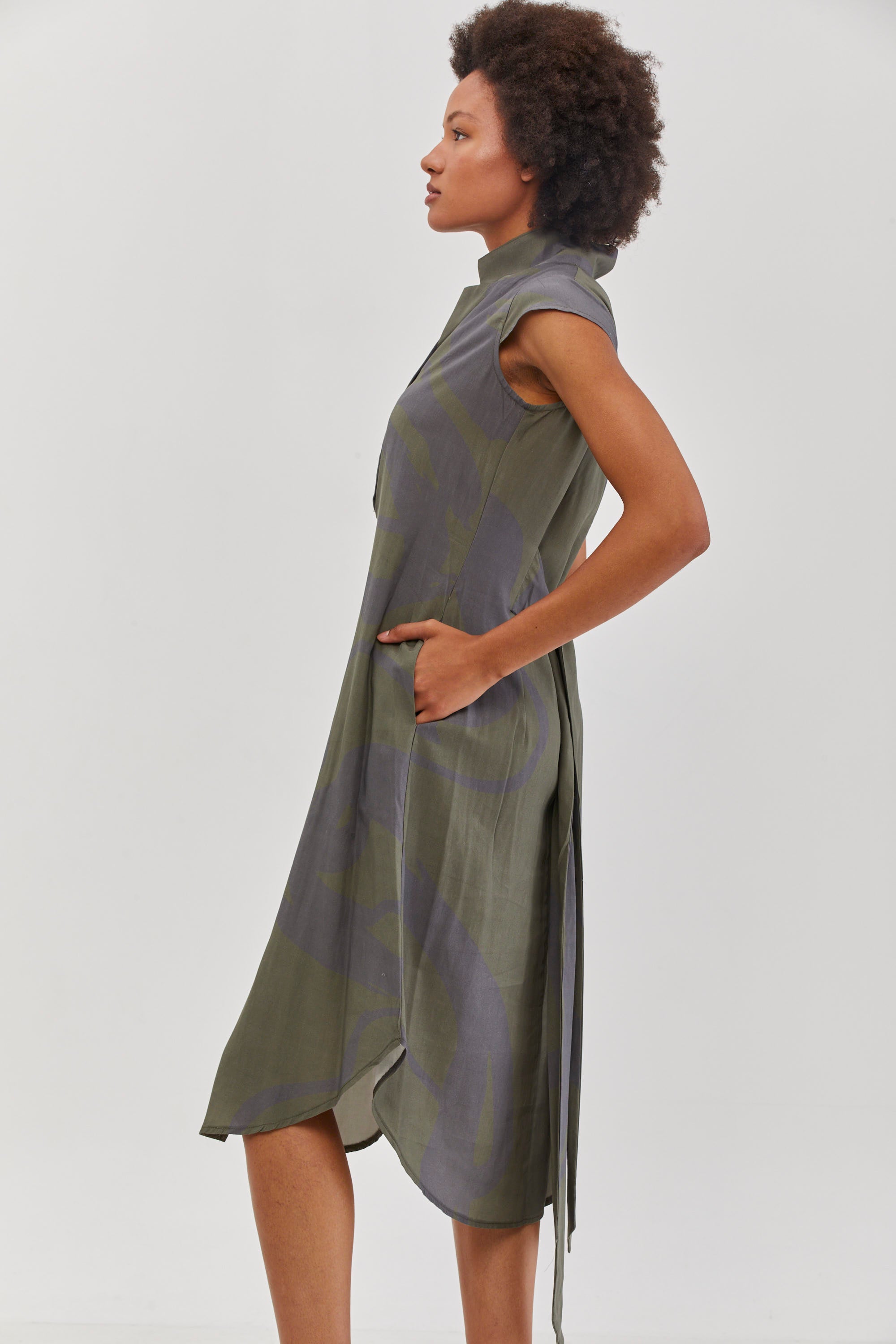 שמלת מירה הדפס ירוק מקורי של ענת