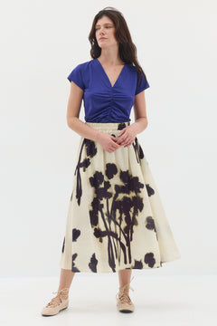 Helena Skirt – Cream with Black Ink Print