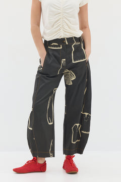 Elizabeth Pants – Black & Cream, featuring Anat’s original print