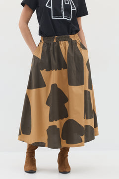Helena Skirt – Brown with Anat’s Original Print