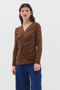 Hadara Shirt – Brown Floral Print