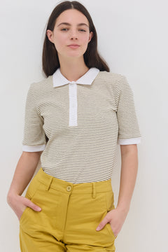 חולצת יהלי פסים שמנת ושחור